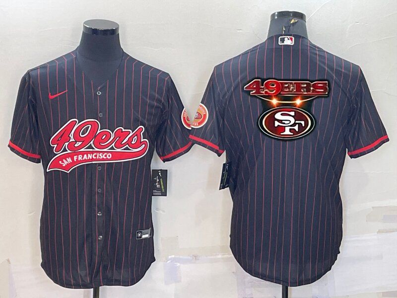 Men San Francisco 49ers Blank Black red stripe 2022 Nike Co branded NFL Jersey->san francisco 49ers->NFL Jersey
